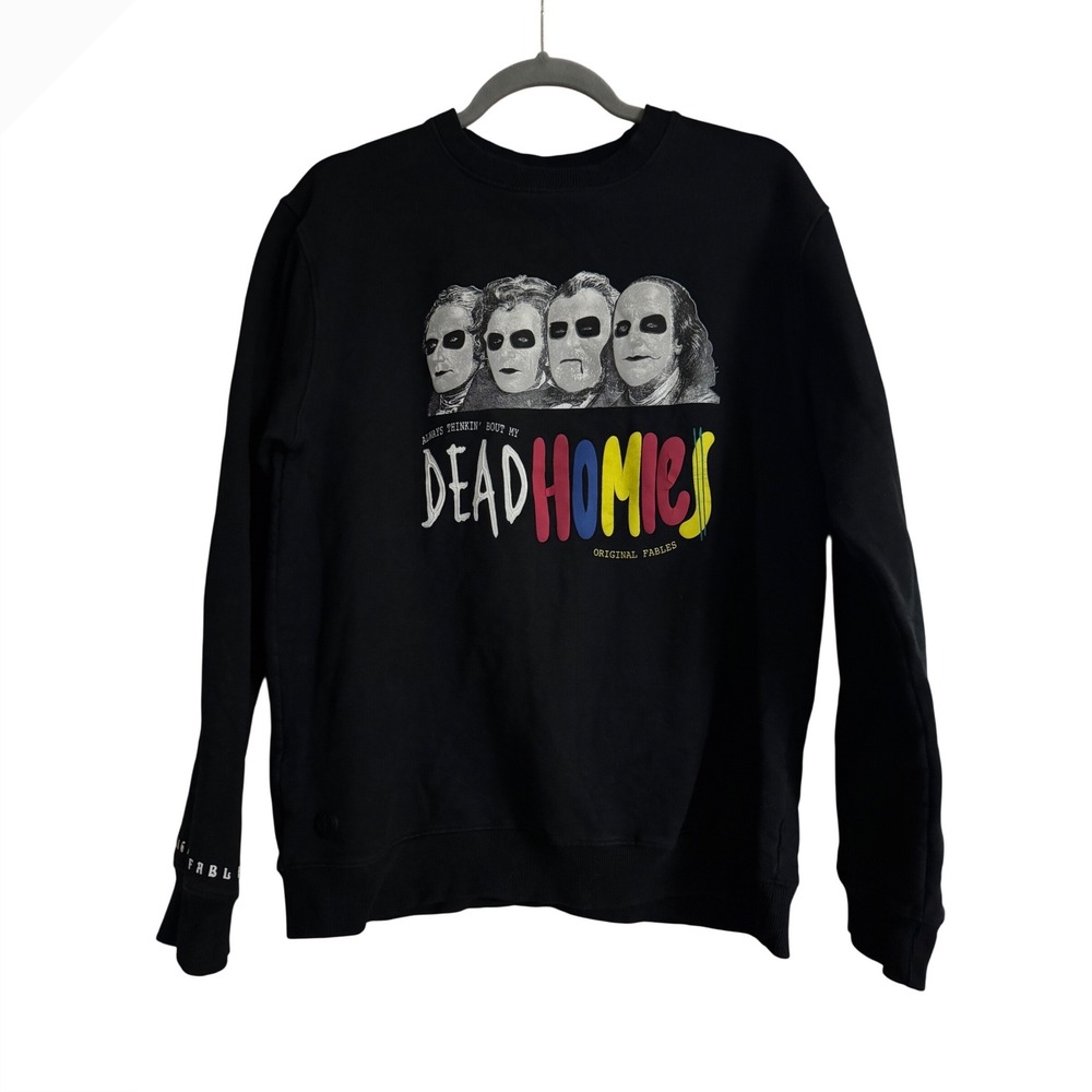 Original Fables Dead Homies Graphic Sweatshirt Black Mens Large Founding Fathers